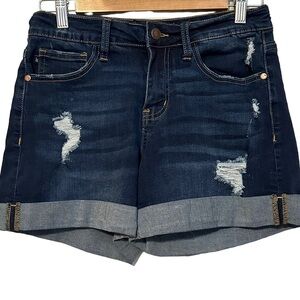 Judy Blue Distressed Denim Cuffed Hem Shorts‎ JB1552 Size Medium Boho Festival
